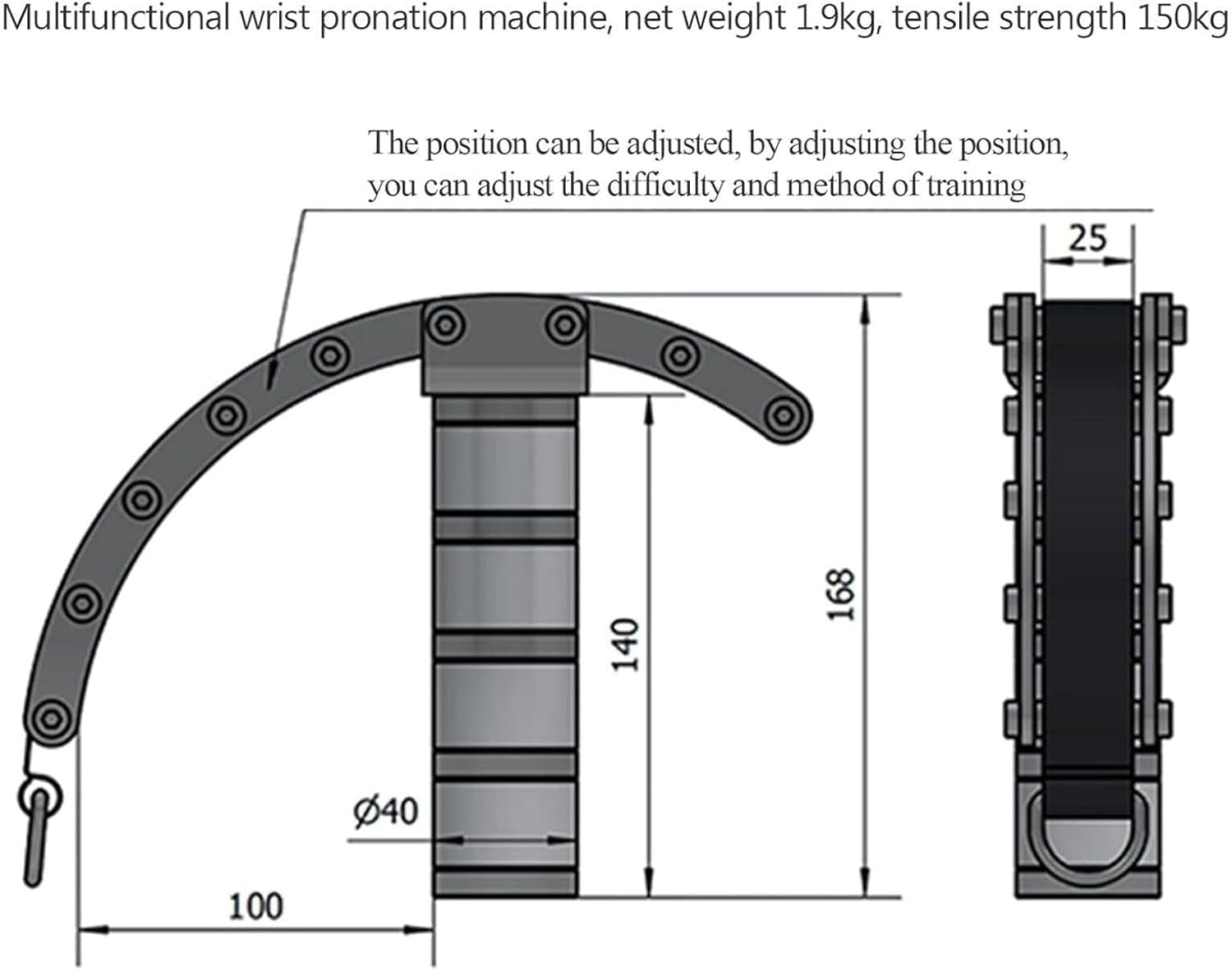 Arm Wrestling Training Equipment, Arm Wrestling Pronation Exercise Handles, Wrist and Forearm Strength Trainer, 304 Stainless Steel, 220 Lbs Weight Capacity